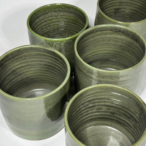 Large Moss Green Handmade Ceramic Plant Pot